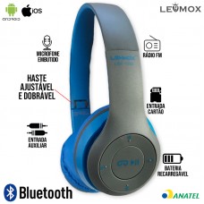 Fone Bluetooth LEF-1000 Lehmox - Cinza Azul